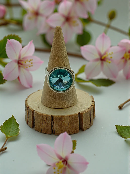 Silver tone Rivoli crystal ring.