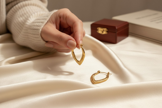 Gold Plated V-Hoop Earrings | Stainless Steel