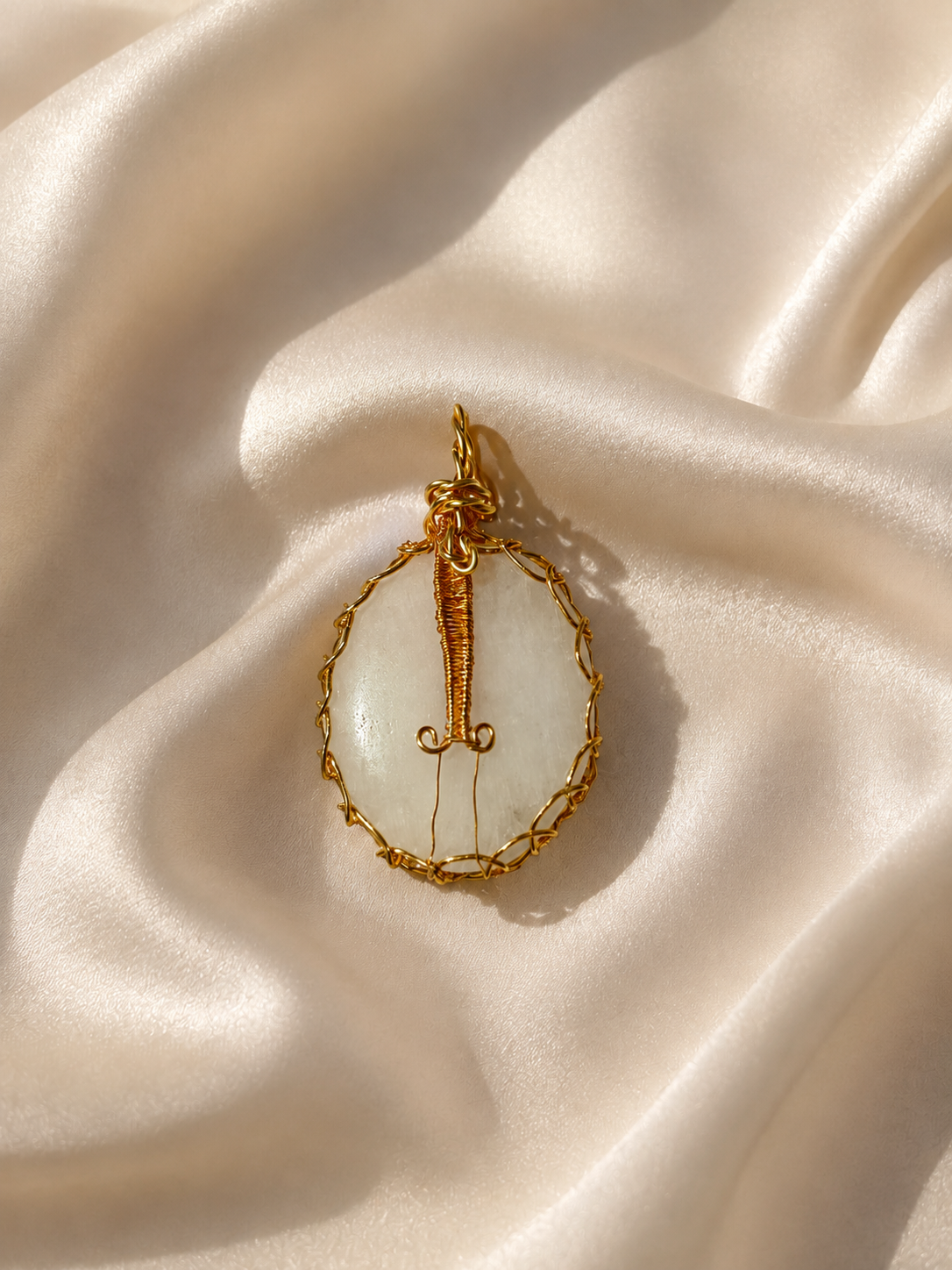 Pink Aragonite Gold Wire-Wrapped Pendant Necklace | Healing Crystal | Gift Boxed