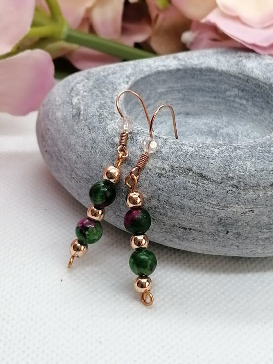 Ruby Zoisite Gemstone Earrings | Elegant Drop Jewellery