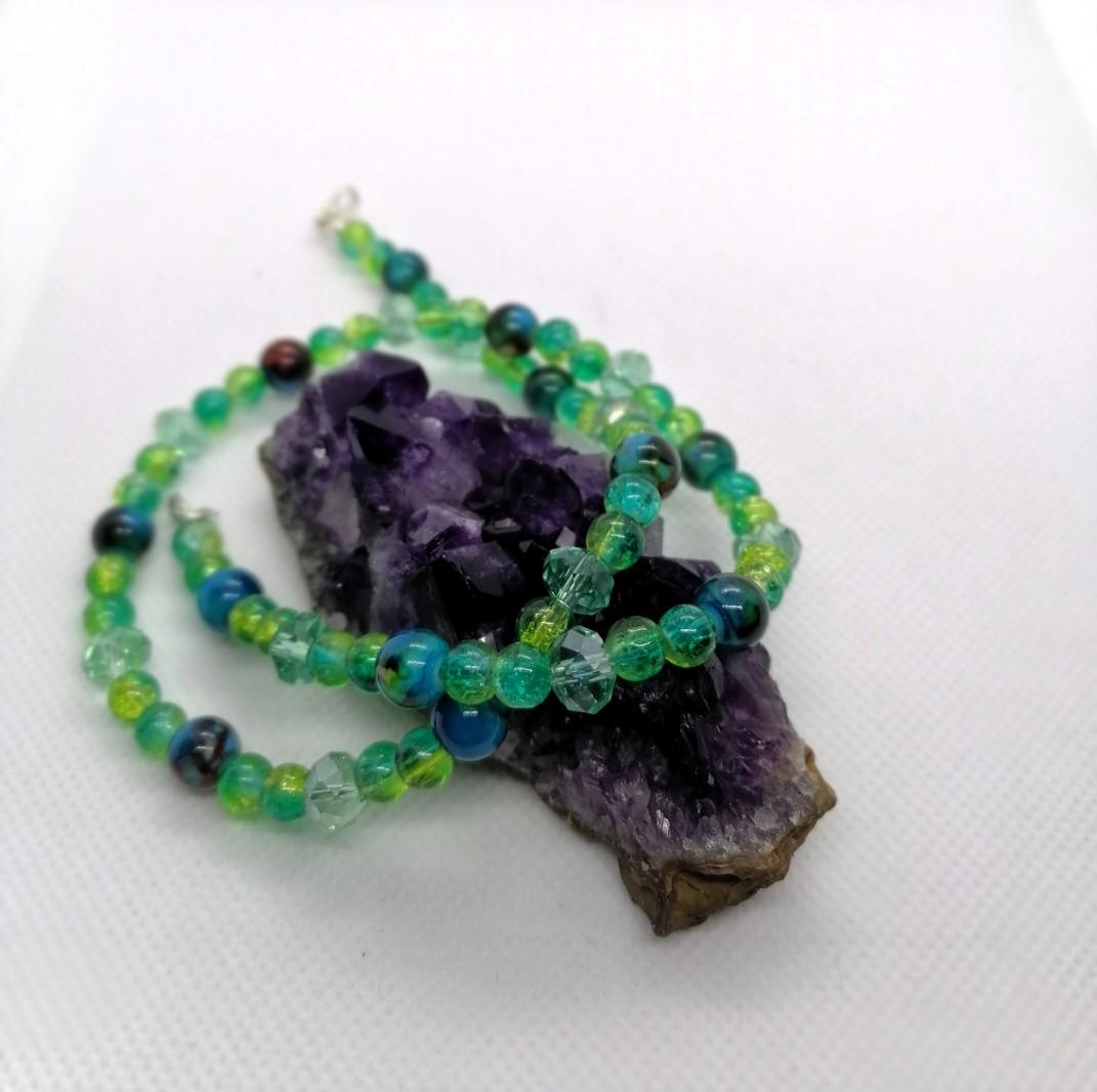Green & Blue Beaded Necklace