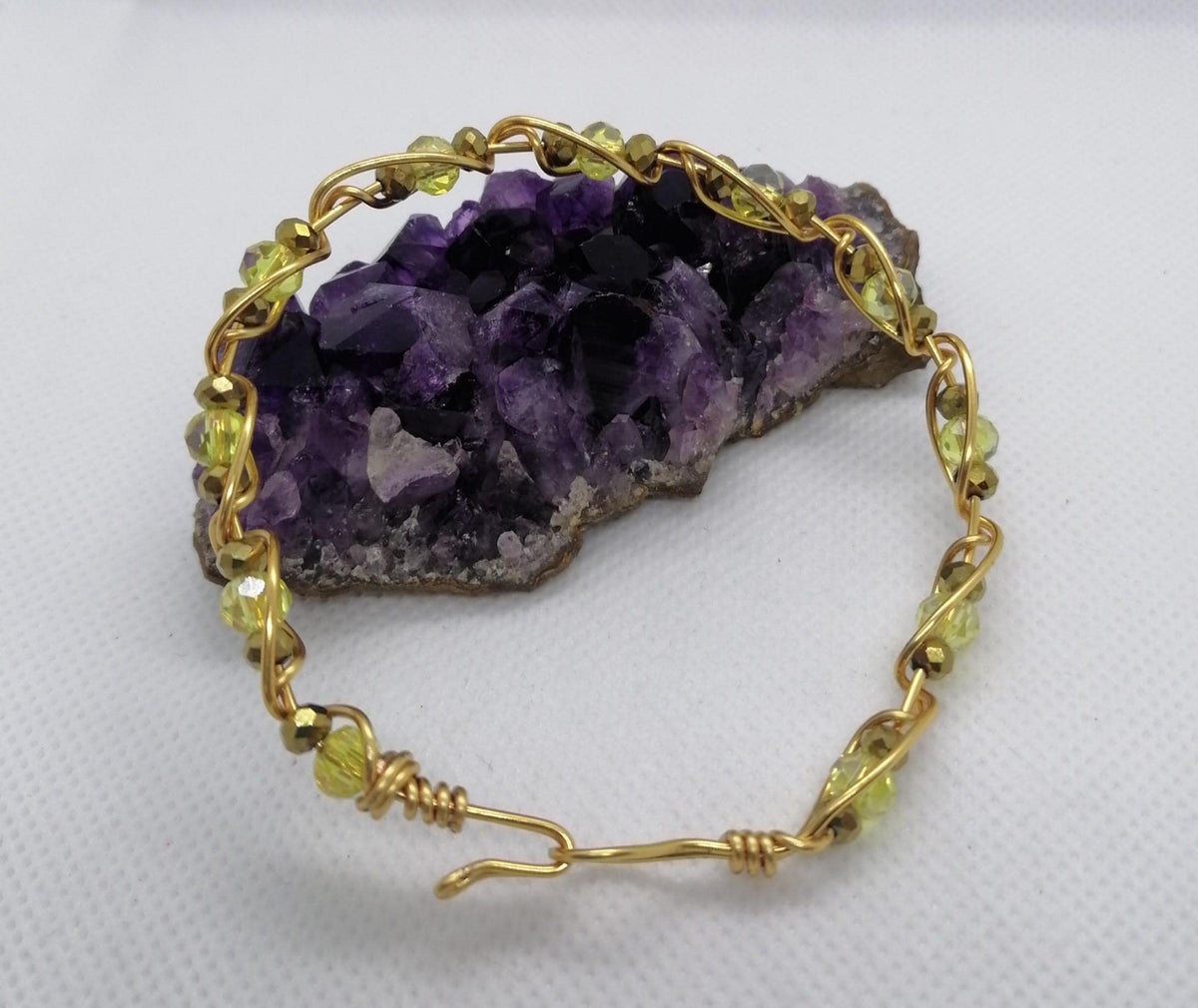 Gold Wire wrapped beaded bangle