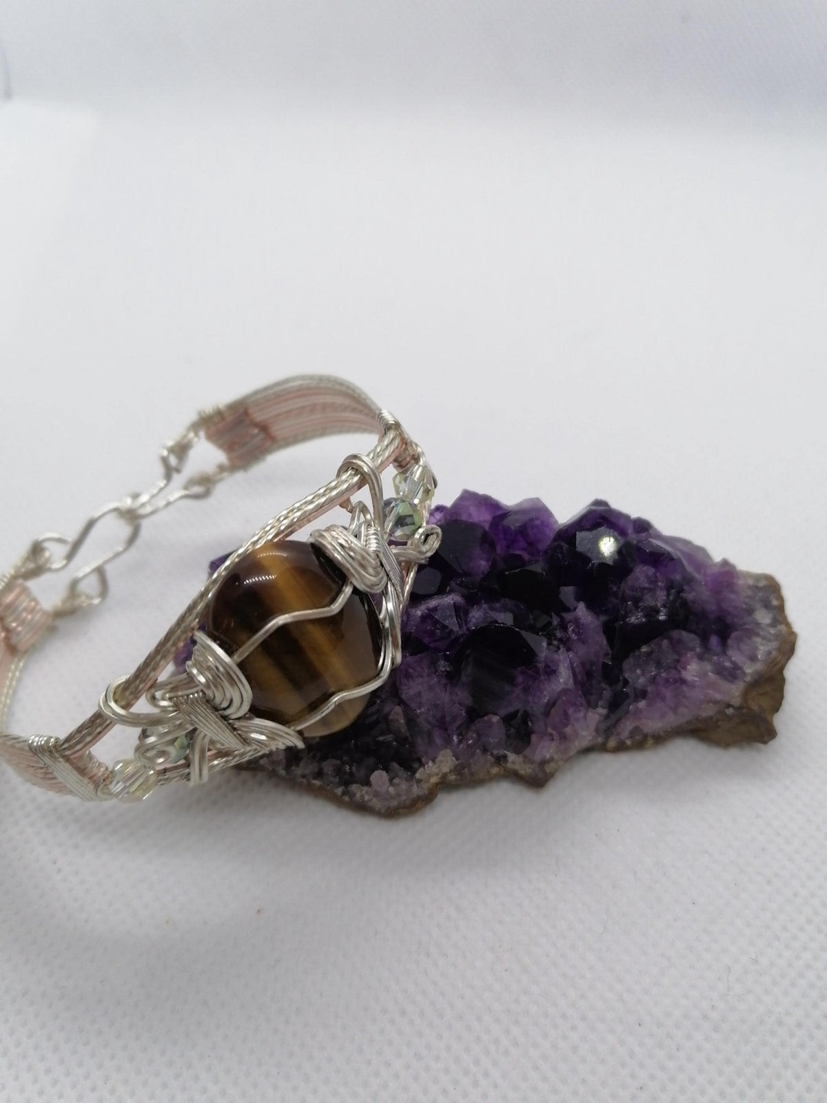 Tiger Eye Stone Bangle – Handmade Wire Wrapped Jewellery