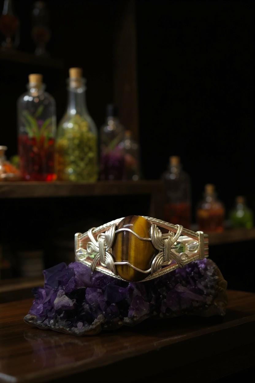 Tiger Eye Stone Bangle – Handmade Wire Wrapped Jewellery