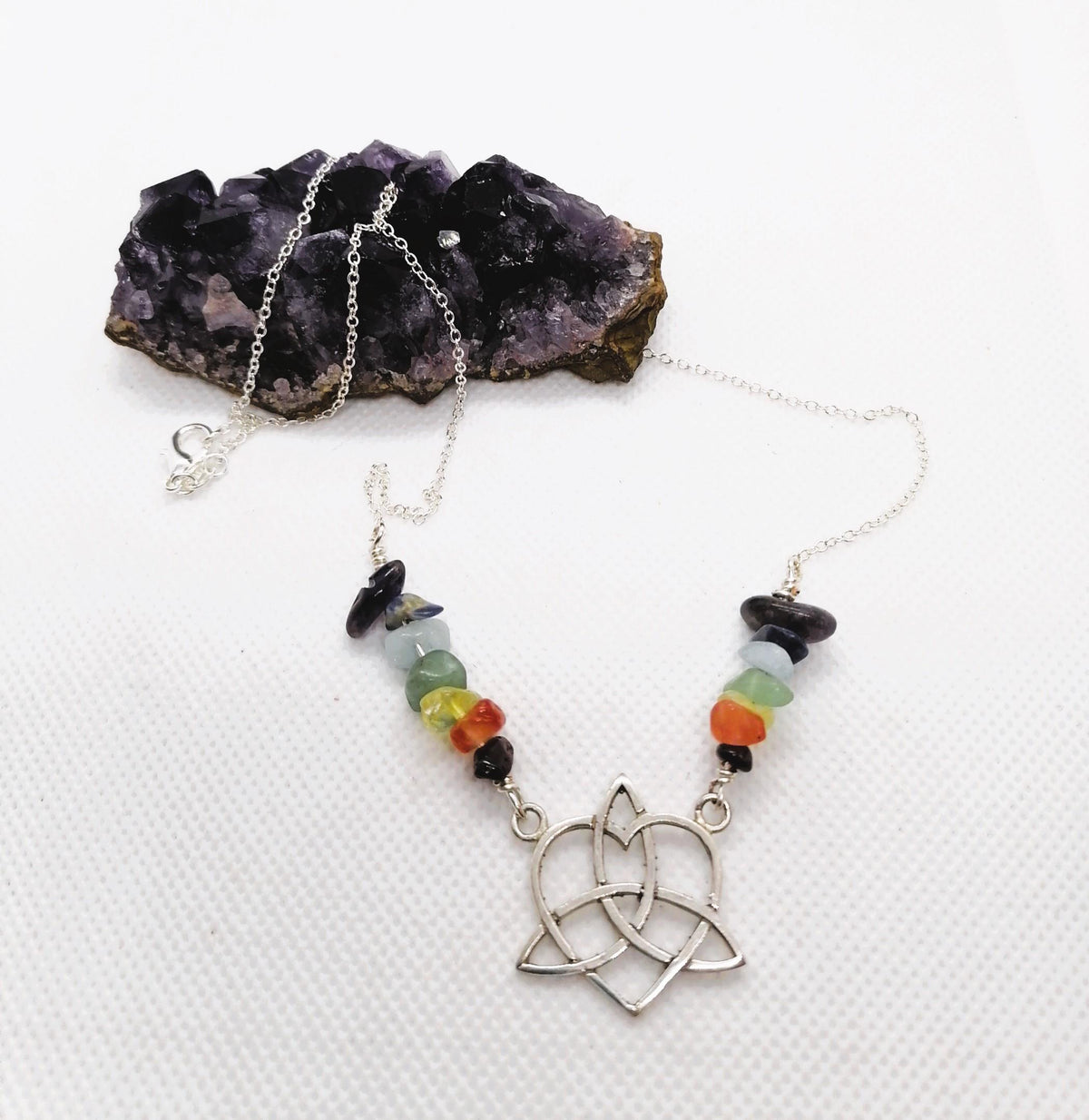 Silver geometric Chakra Necklace Silver