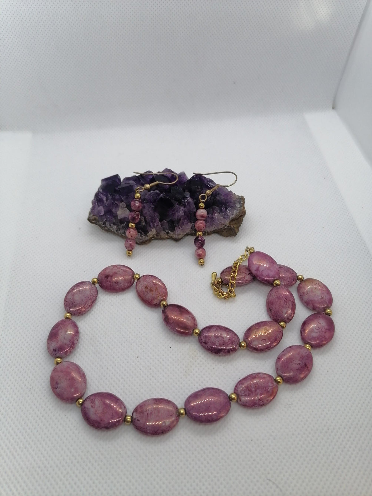 Pink Bead Necklace & Earrings – Jewellery Gift Set