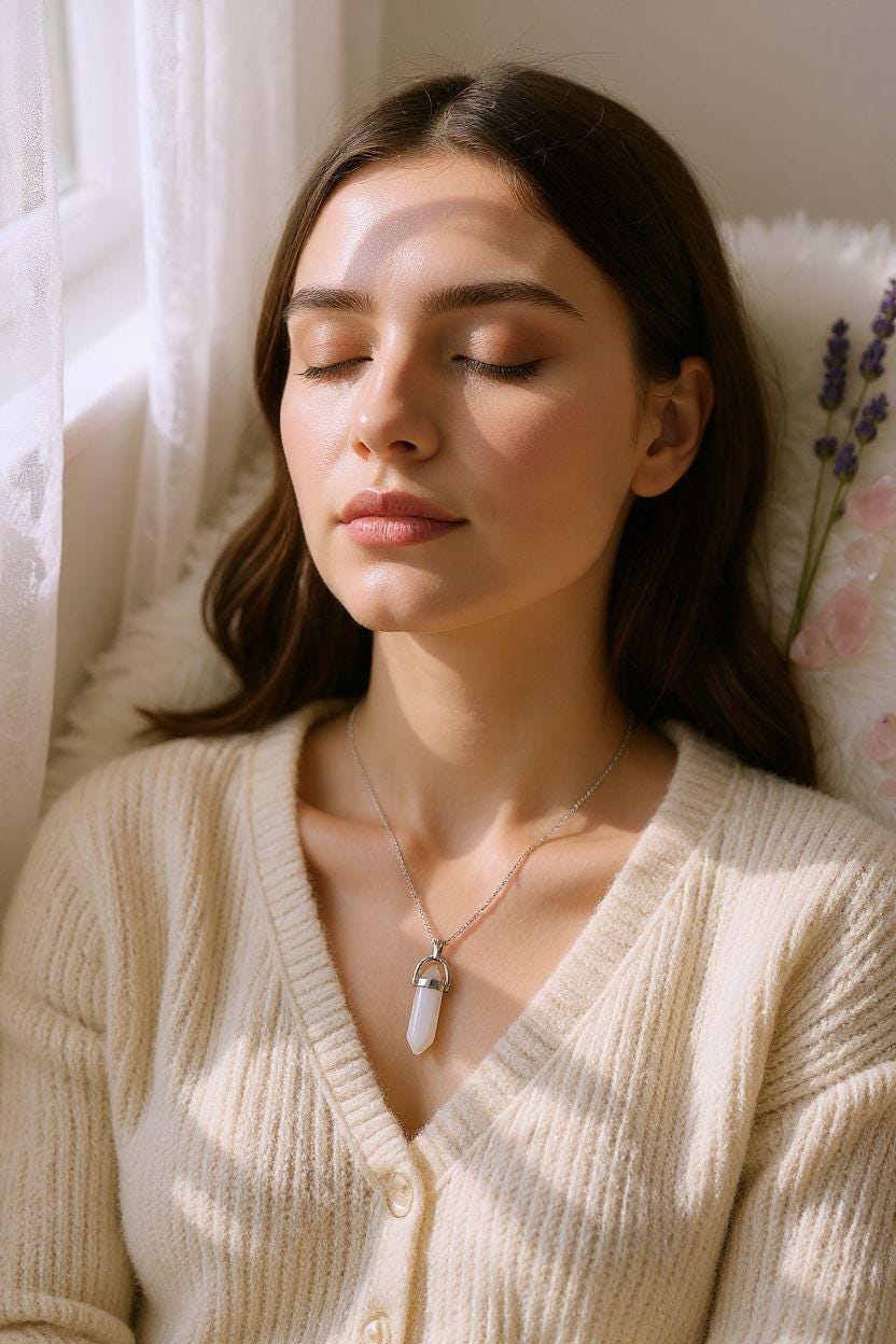 Snowy Quartz Necklace Silver Chain | White Crystal Pendant | Healing Gemstone Jewellery | Gift for Her