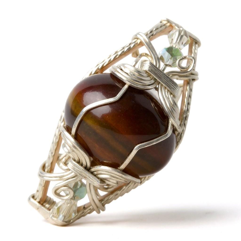 Tiger Eye Stone Bangle – Handmade Wire Wrapped Jewellery