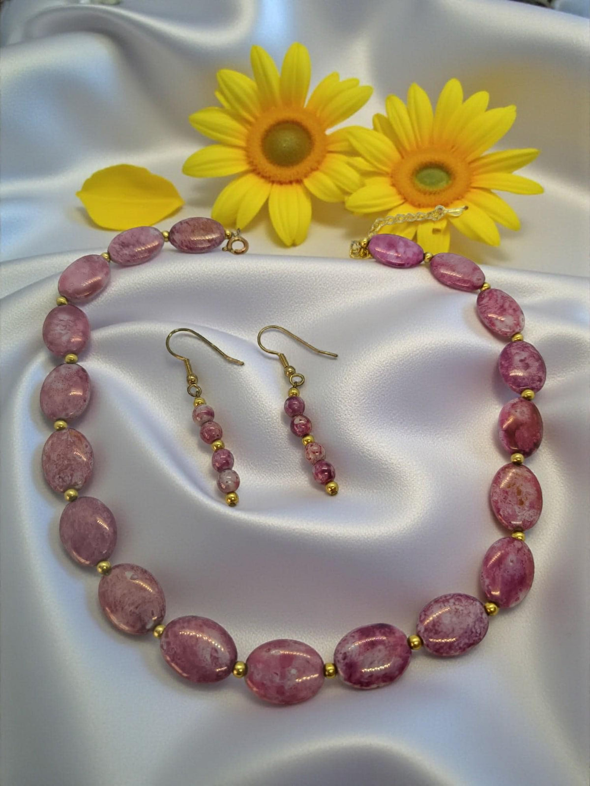 Pink Bead Necklace & Earrings – Jewellery Gift Set