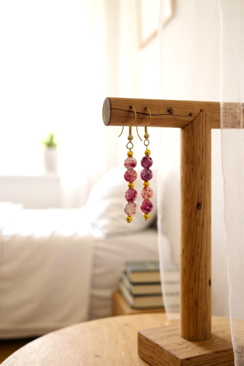 Pink Bead Necklace & Earrings – Jewellery Gift Set