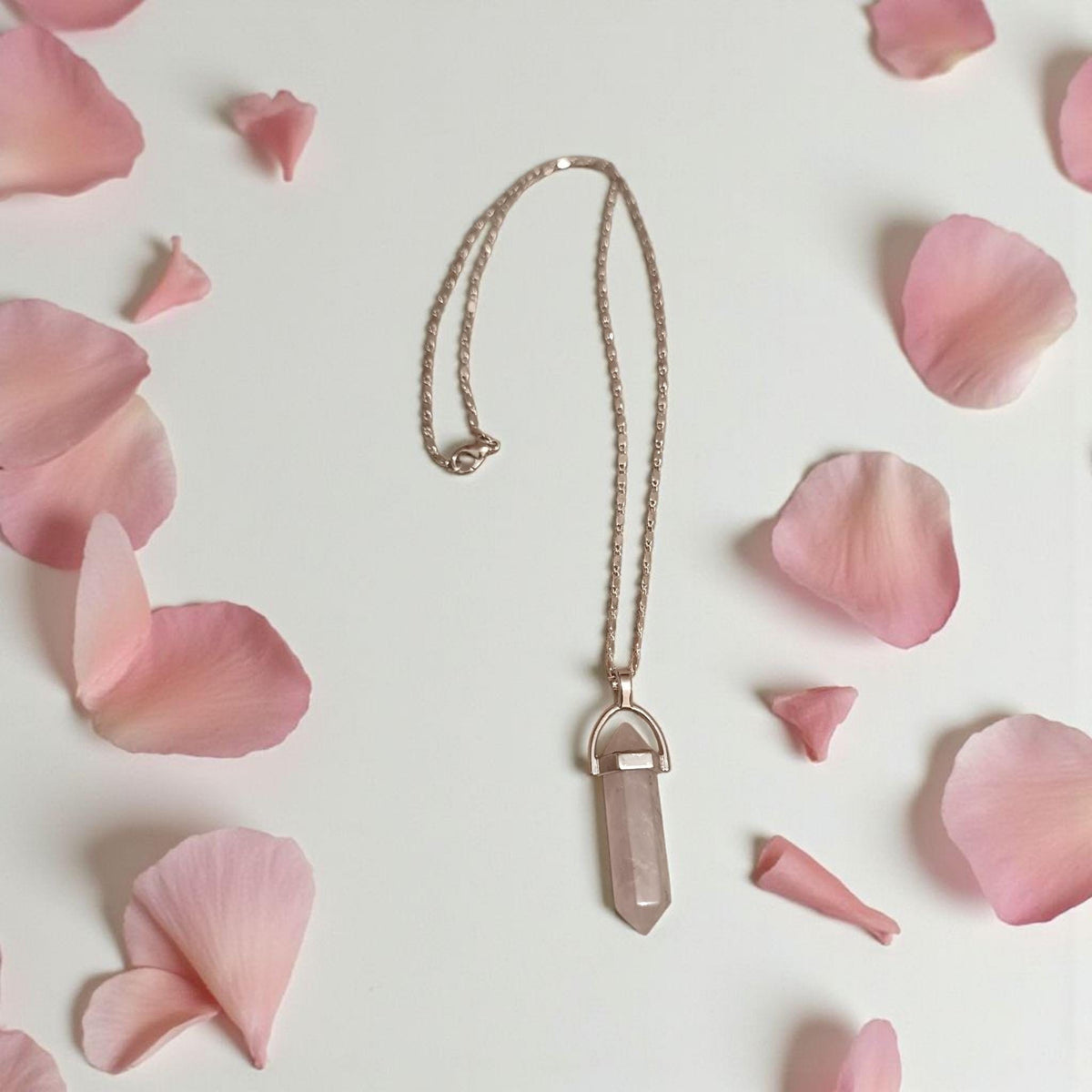 Rose Quartz Sterling Silver Necklace: Healing Crystal Pendant
