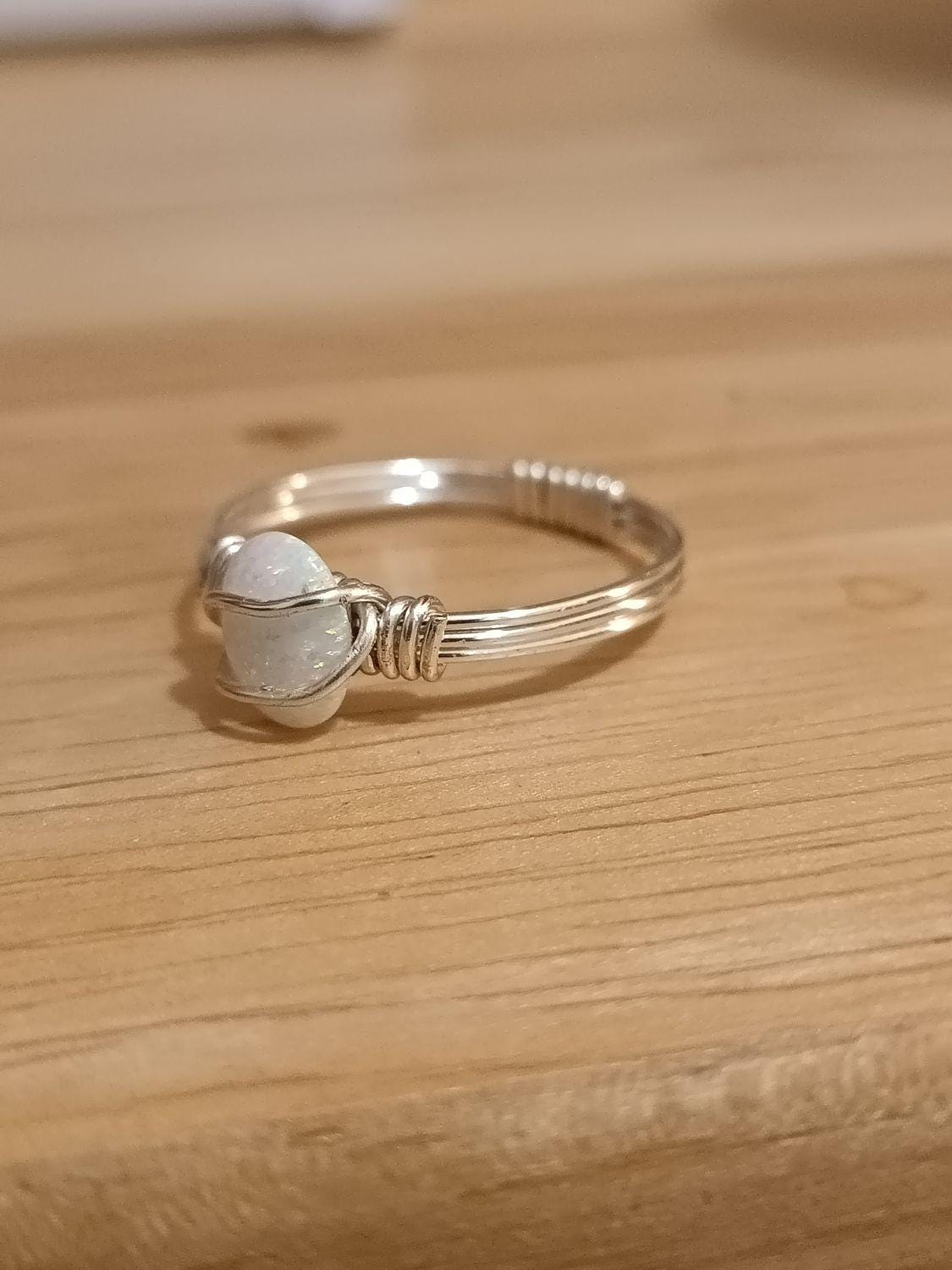Wire Wrapped Synthetic Opal Ring – Size 11
