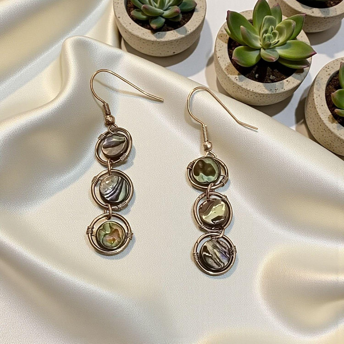 Fancy abalone shell earrings