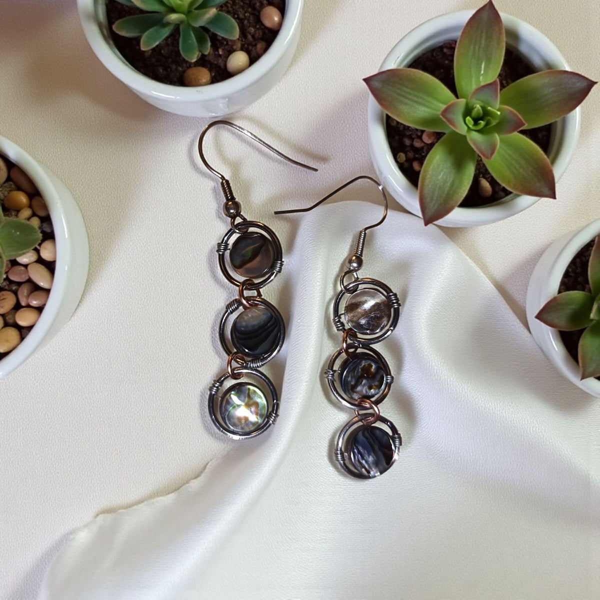 Fancy abalone shell earrings