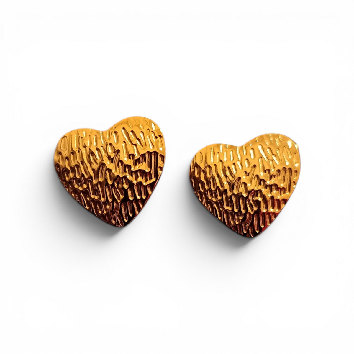 Heart Shaped Gold Plated Stud Earrings