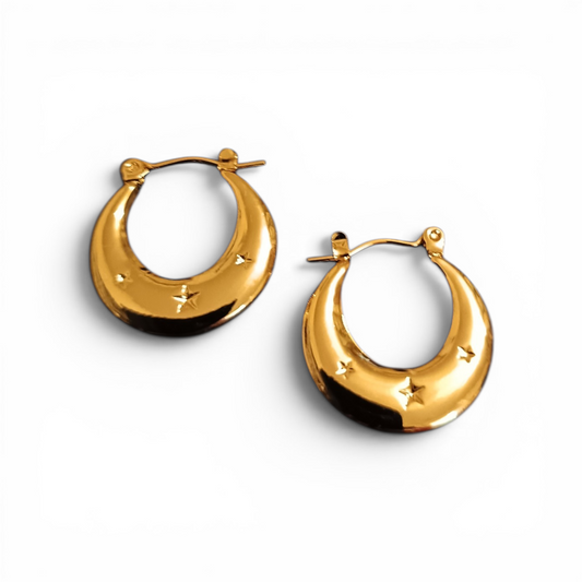 Gold Star Chunky Hoop Earrings