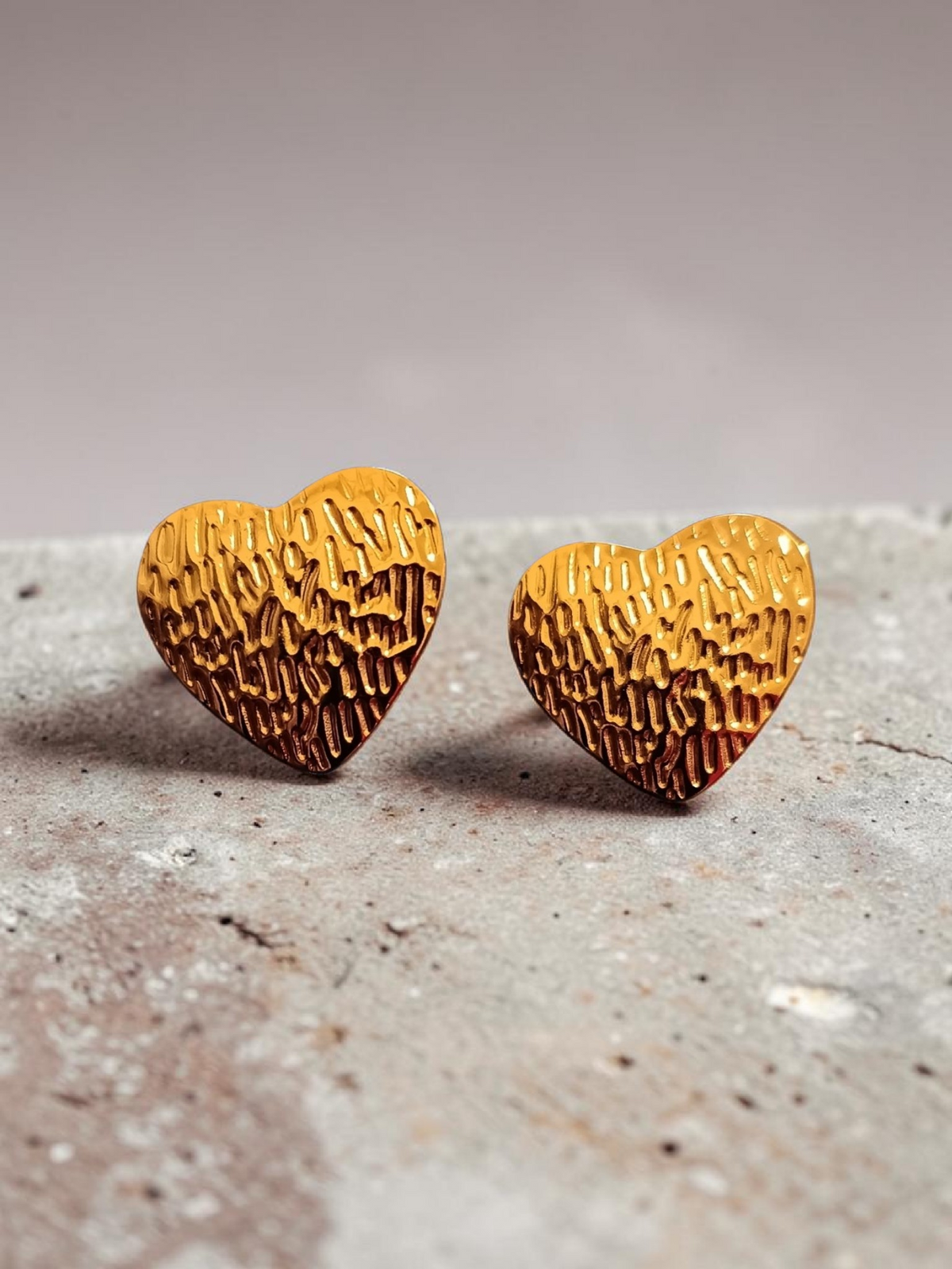 Heart Shaped Gold Plated Stud Earrings