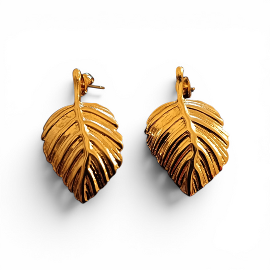 Gold Leaf Stud Earrings