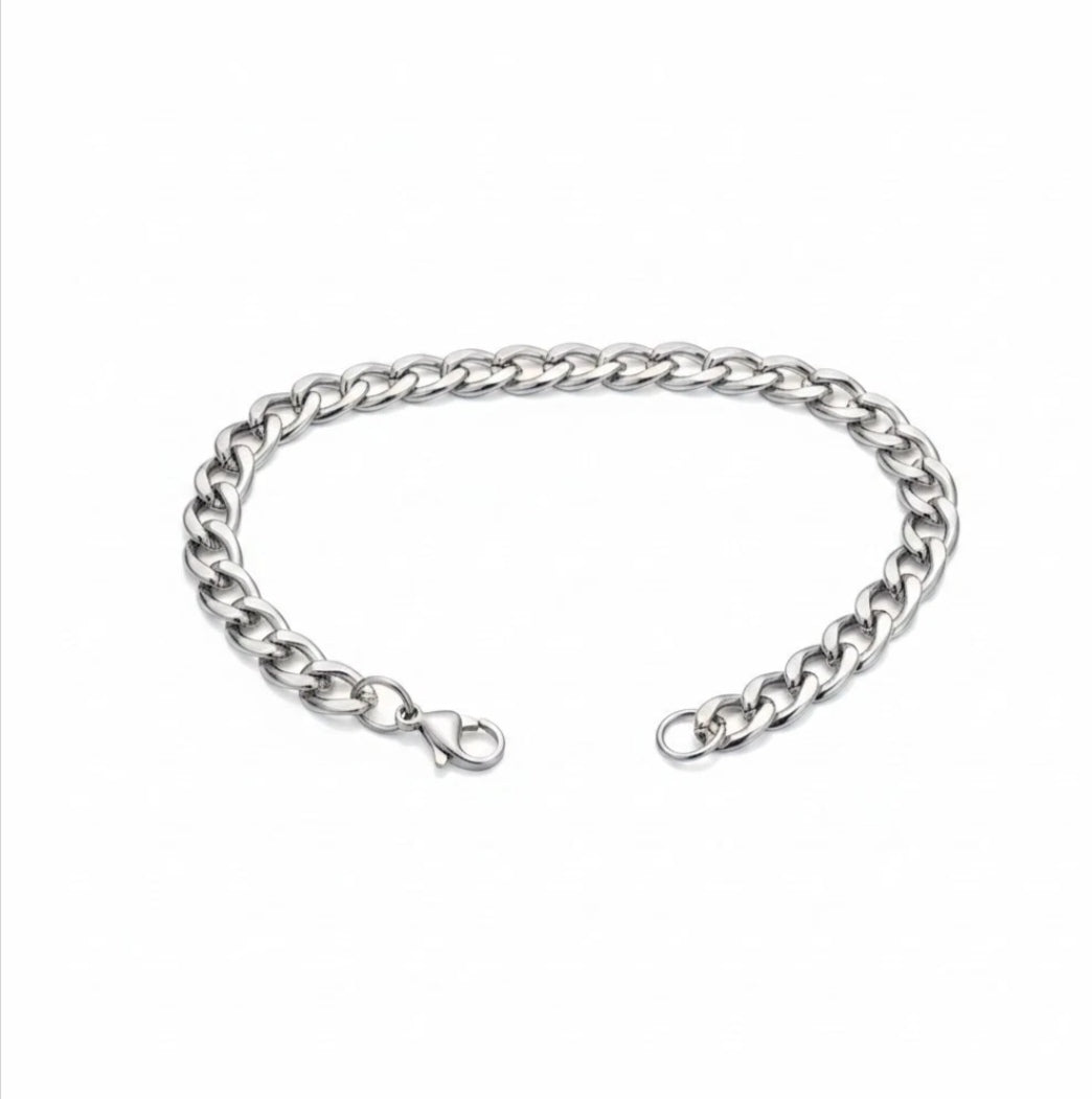 Men's Stainless Steel Curb Chain Bracelet – 21cm