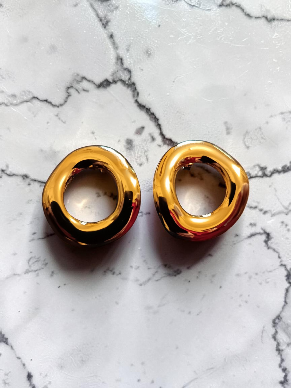 Gold Plated Circle Stud Earrings