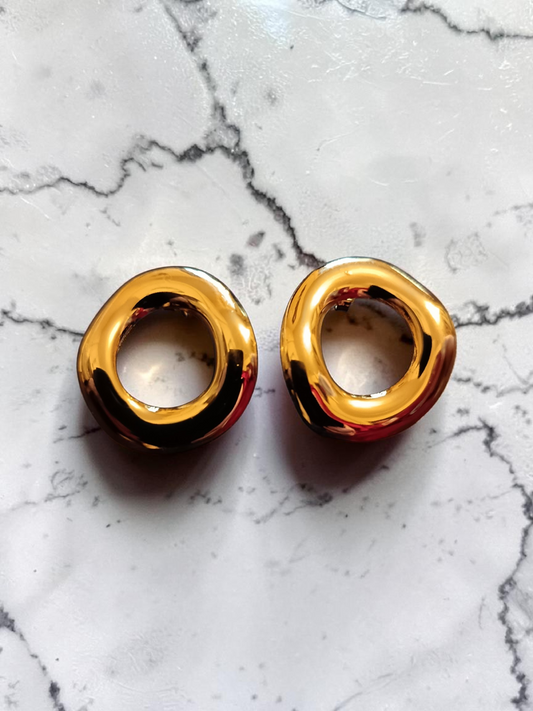 Gold Plated Circle Stud Earrings
