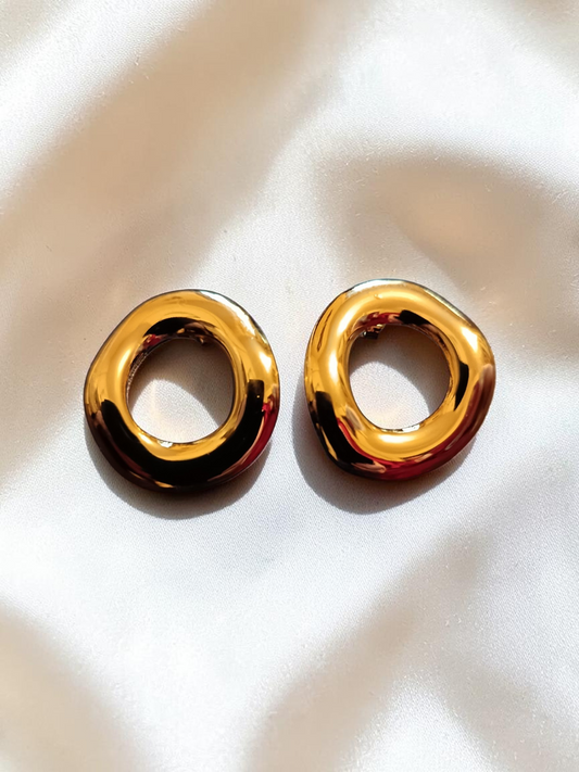 Gold Plated Circle Stud Earrings