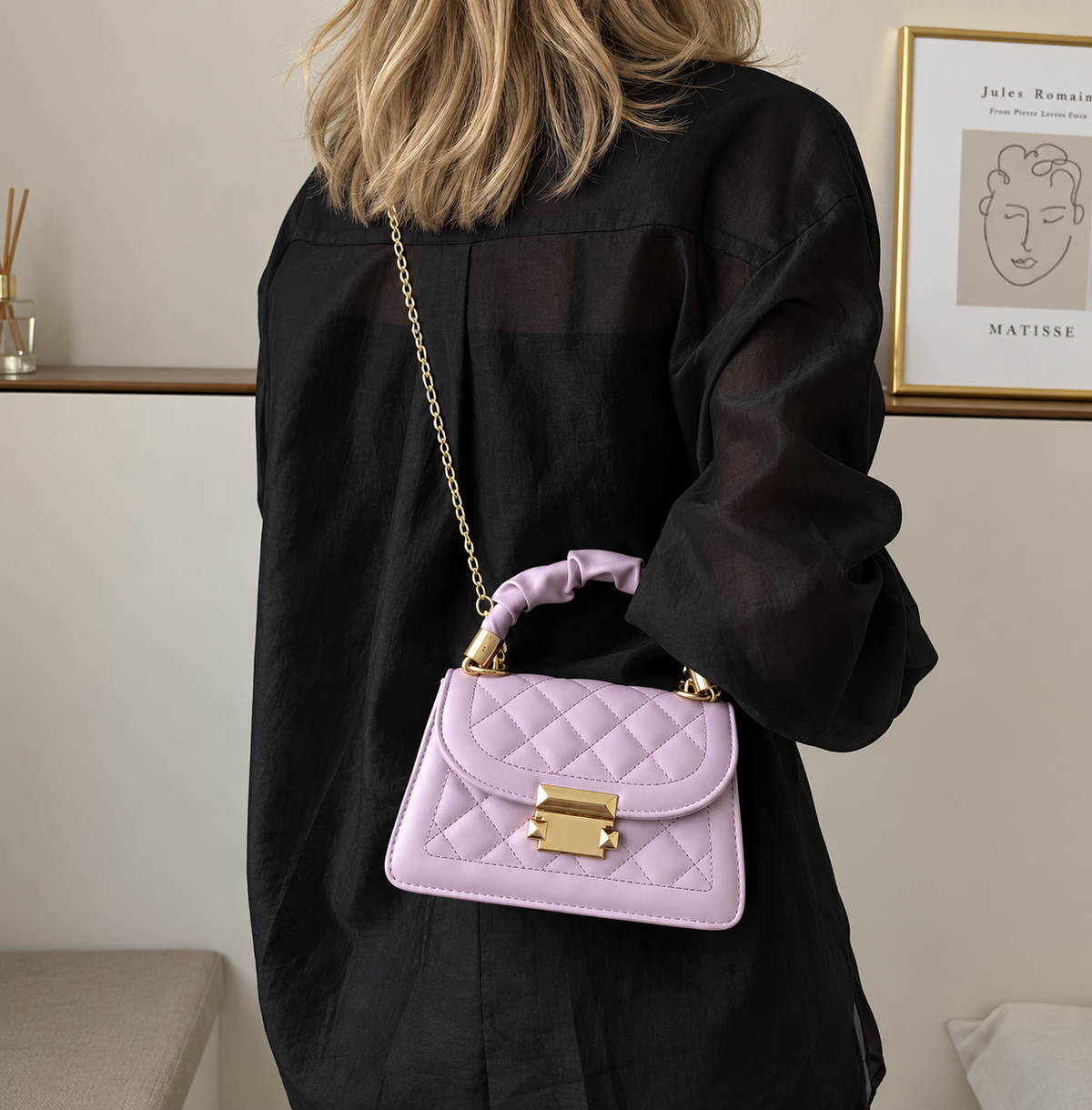 Square quilted handbag/cross body bag