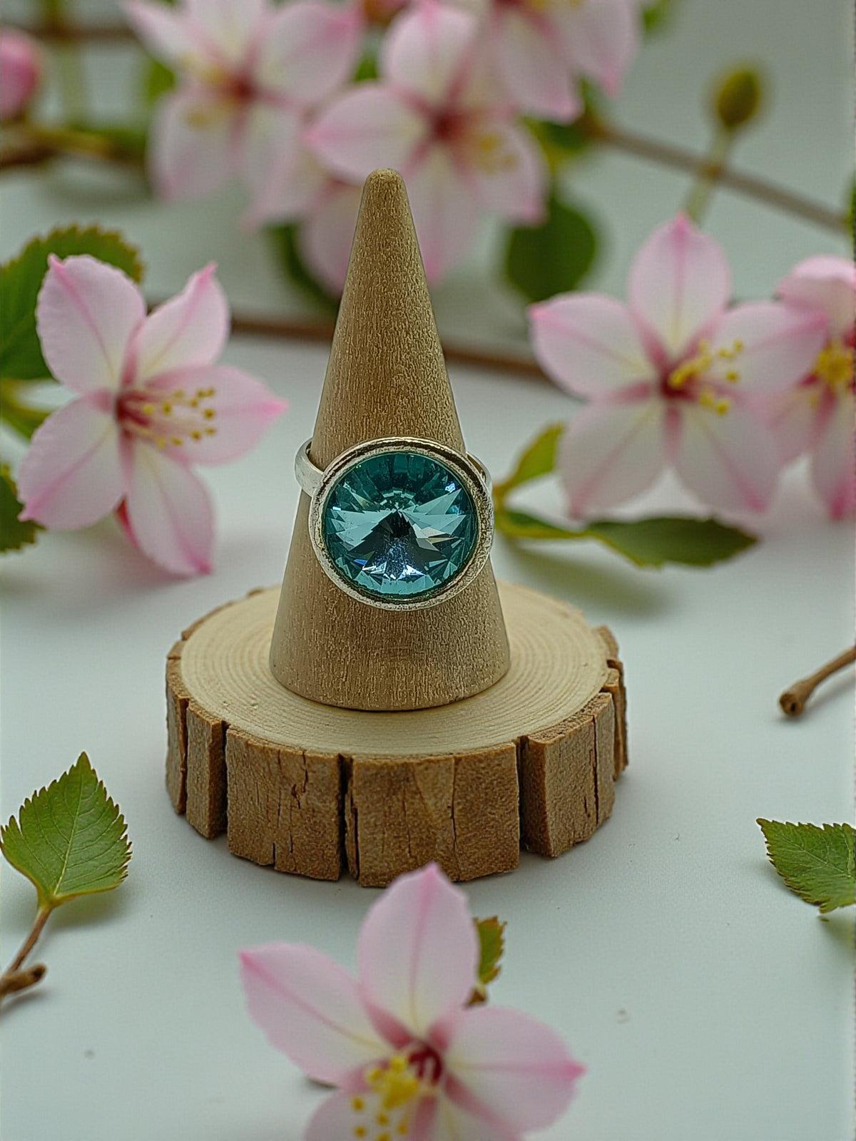 Silver tone Rivoli crystal ring.