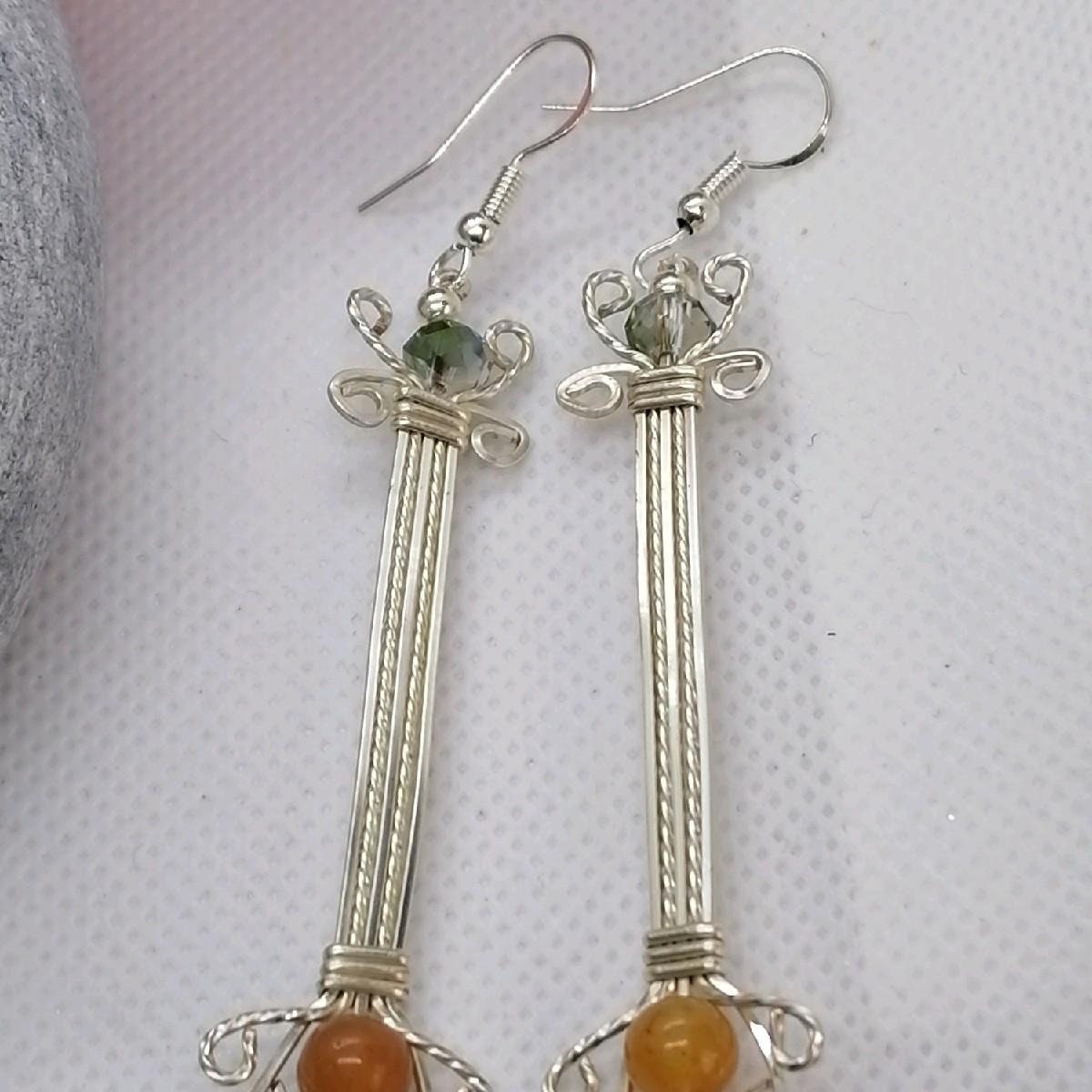 Elegant Crystal Drop Earrings | Silver Plated Wire Wrapped Design