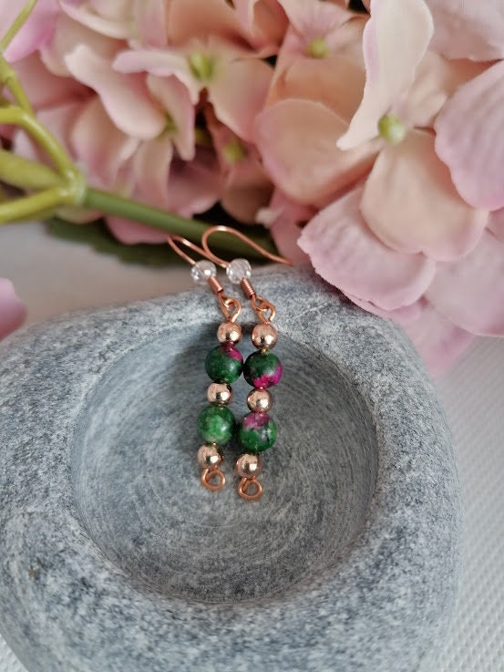 Ruby Zoisite Gemstone Earrings | Elegant Drop Jewellery