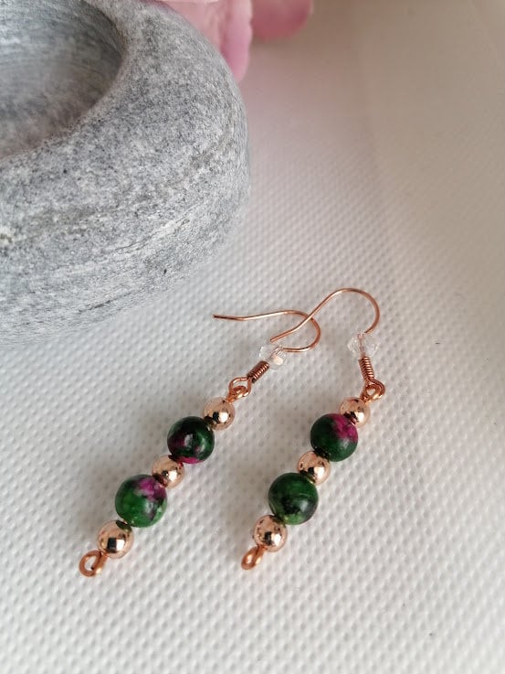 Ruby Zoisite Gemstone Earrings | Elegant Drop Jewellery