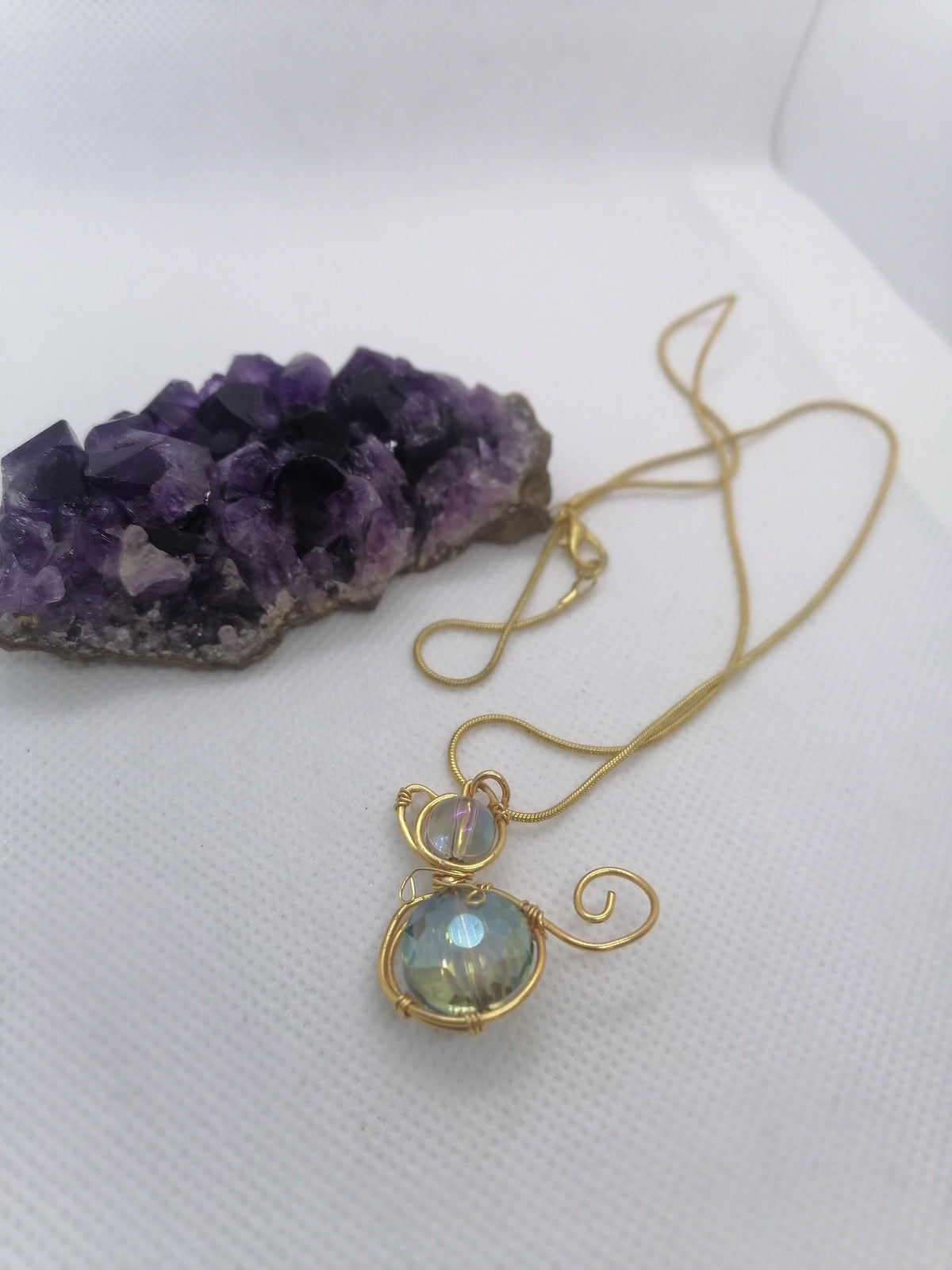 Cat Necklace – Wire Wrapped Pendant on Chain