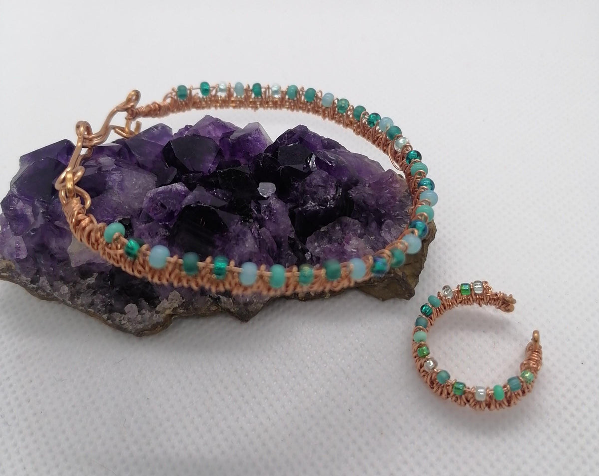 Copper weave Style Bangle and Ring Set | Wire Wrapped Jewellery