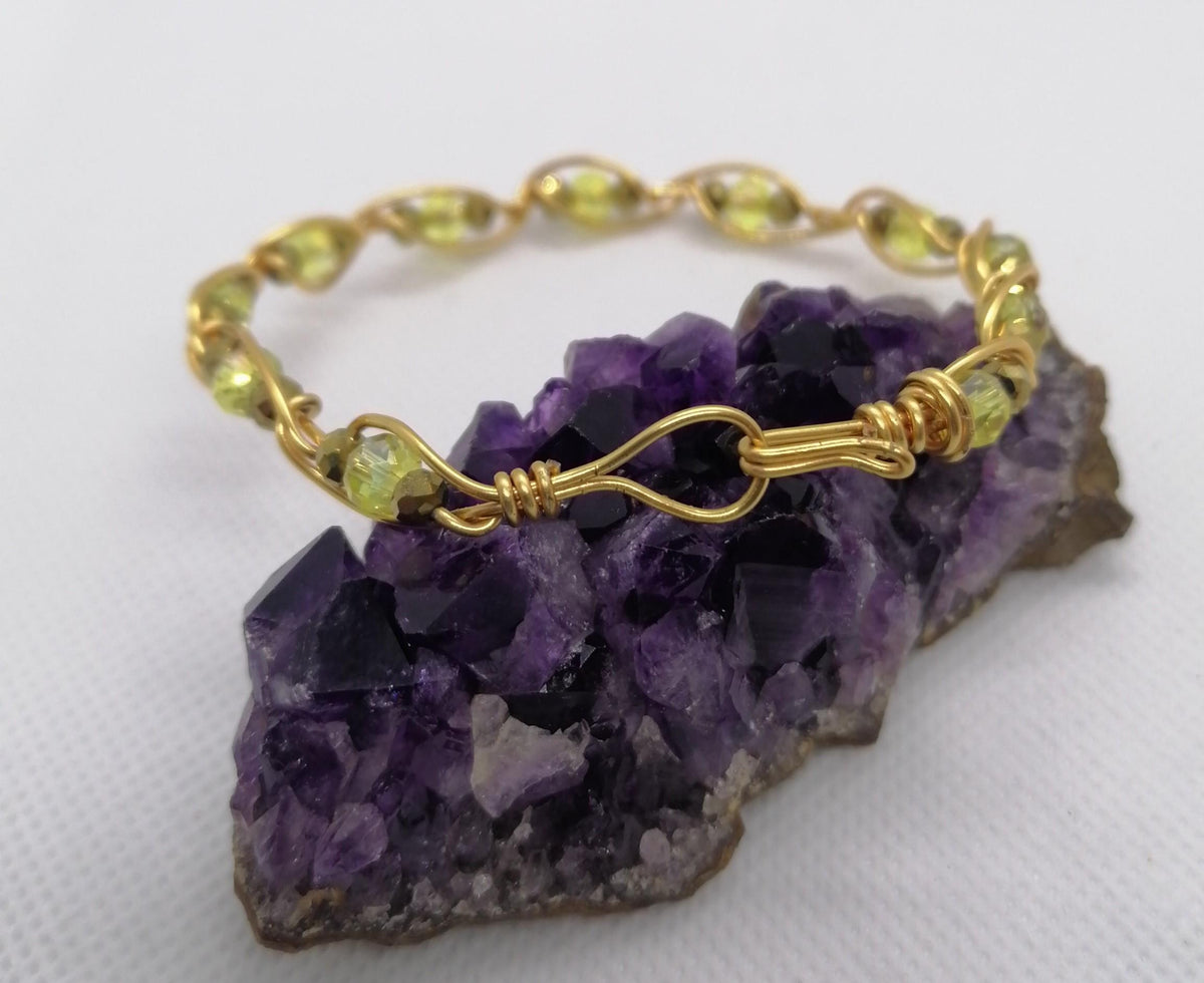 Gold Wire wrapped beaded bangle