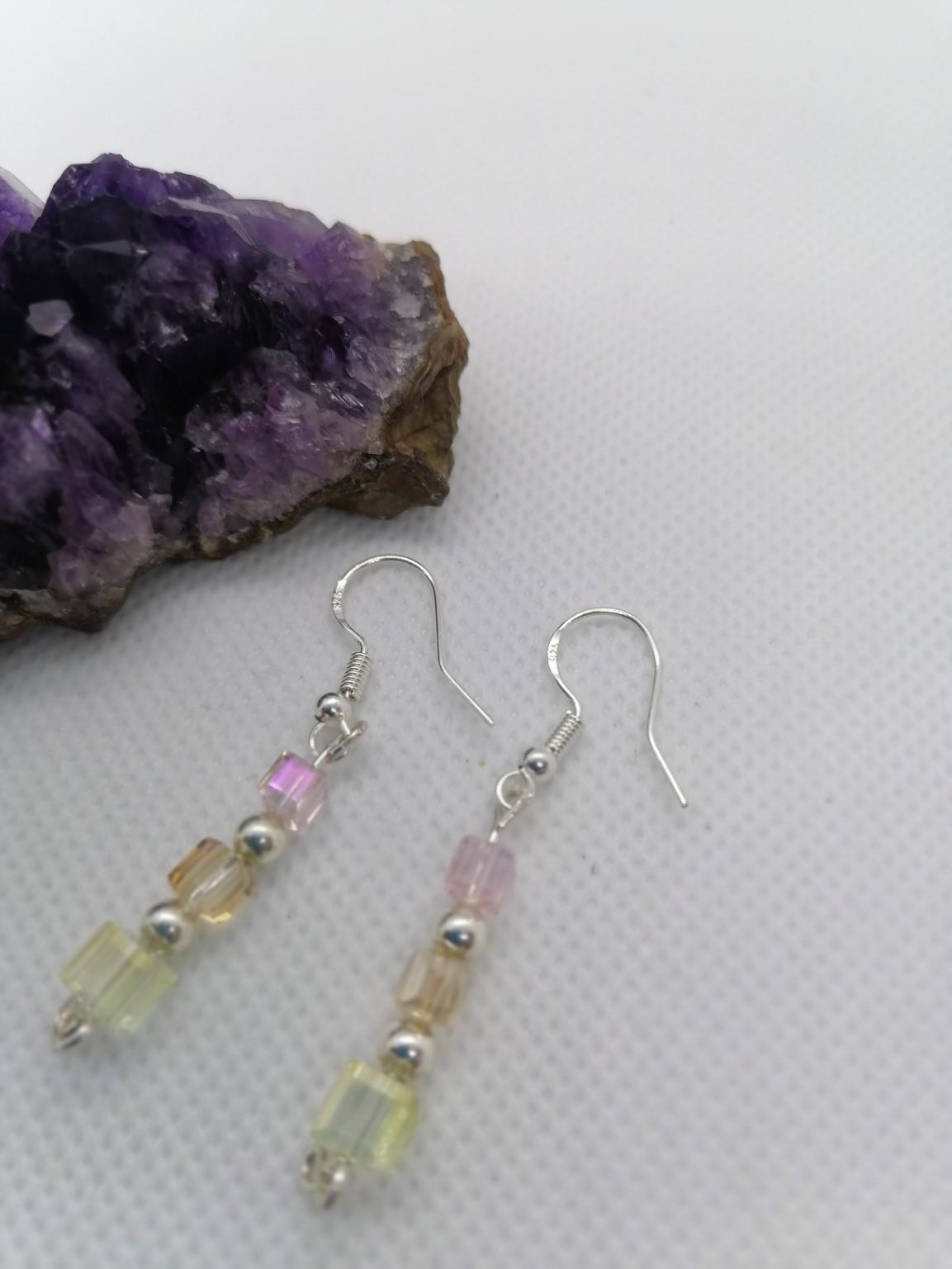 Cube Crystal Dangle Earrings | Handmade Elegant Jewellery