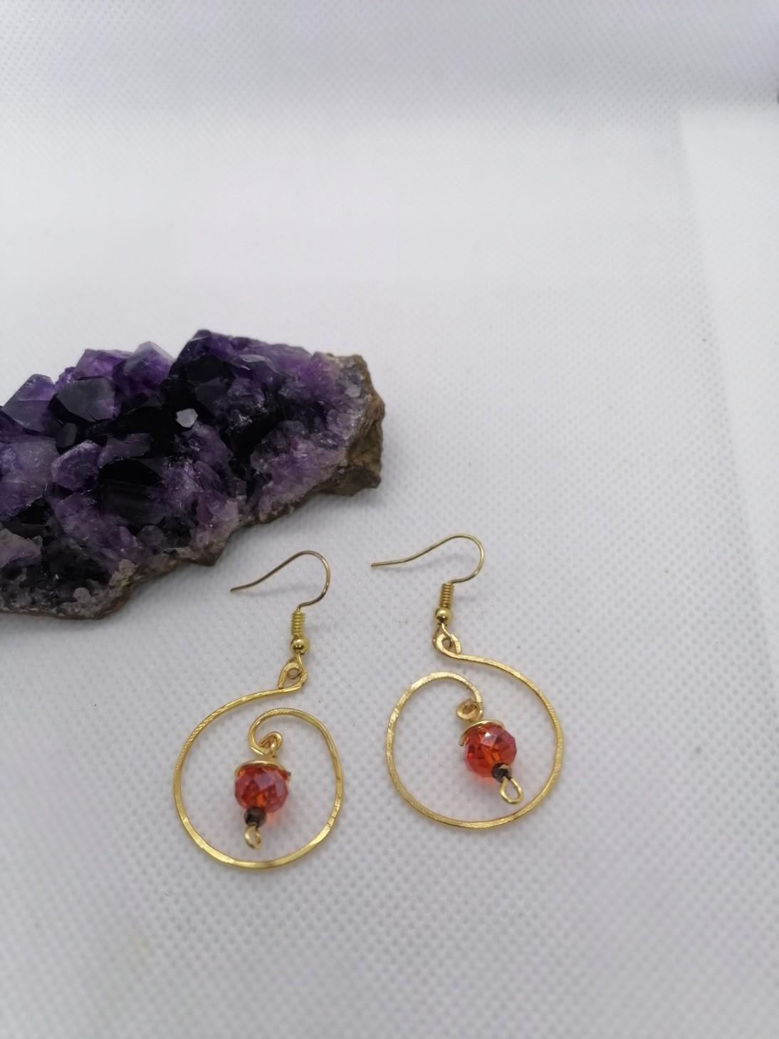 Gold Wire Wrapped Beaded Earrings | Dangle Jewellery |Gift for Her