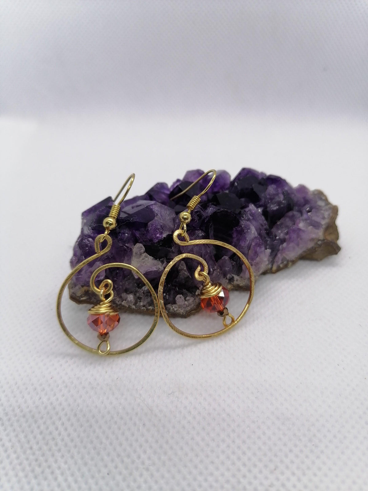 Gold Wire Wrapped Beaded Earrings | Dangle Jewellery |Gift for Her