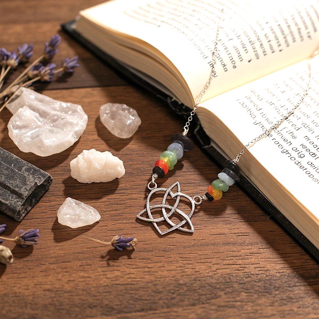 Silver geometric Chakra Necklace Silver