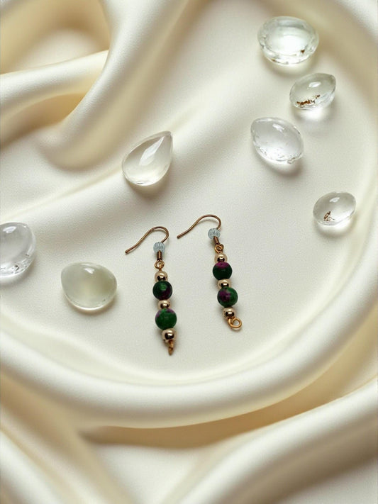 Ruby Zoisite Gemstone Earrings | Elegant Drop Jewellery