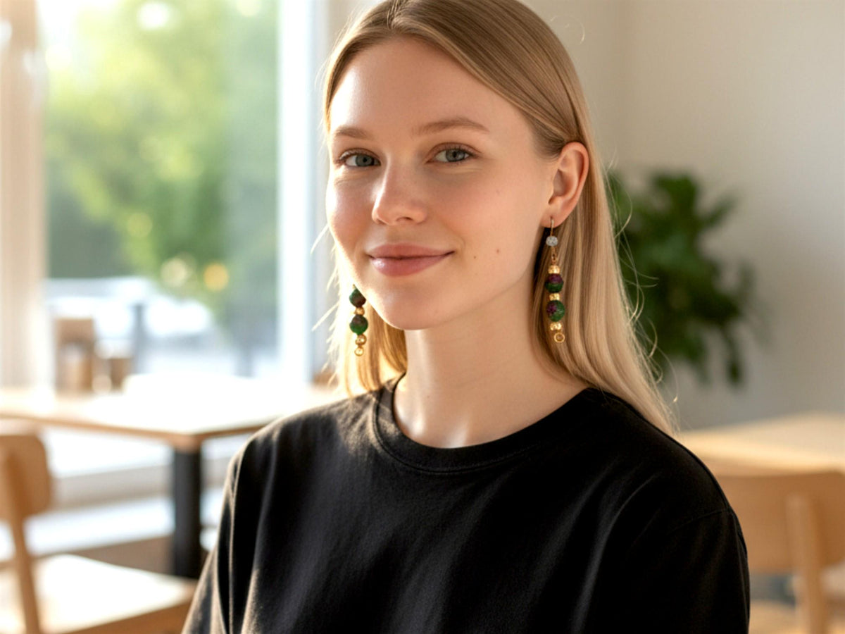 Ruby Zoisite Gemstone Earrings | Elegant Drop Jewellery
