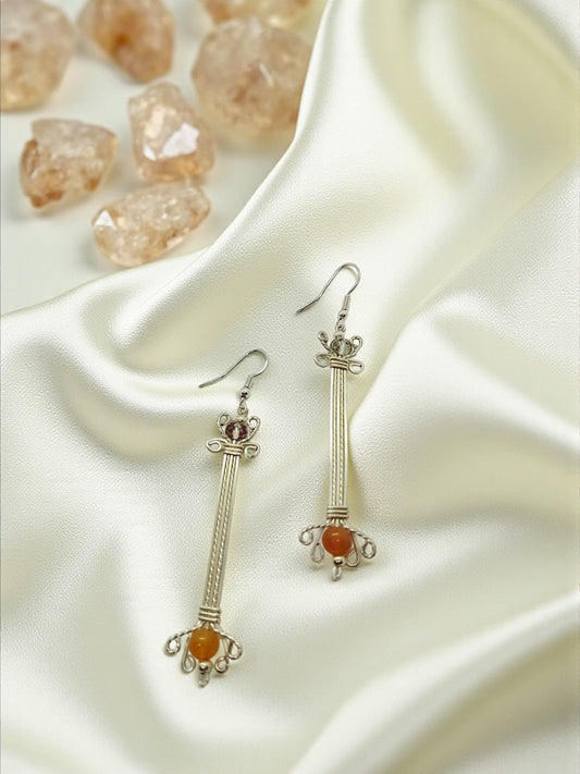 Elegant Crystal Drop Earrings | Silver Plated Wire Wrapped Design