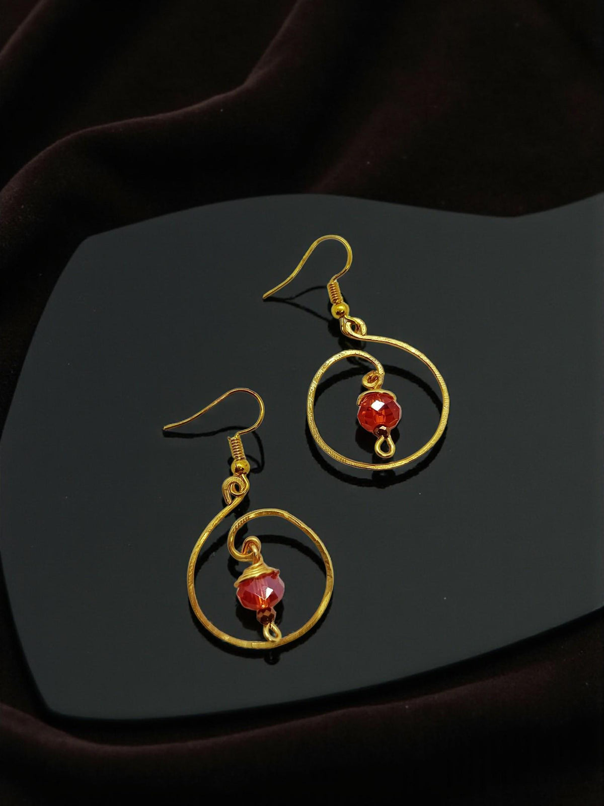 Gold Wire Wrapped Beaded Earrings | Dangle Jewellery |Gift for Her