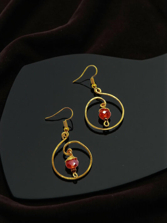 Gold Wire Wrapped Beaded Earrings | Dangle Jewellery |Gift for Her