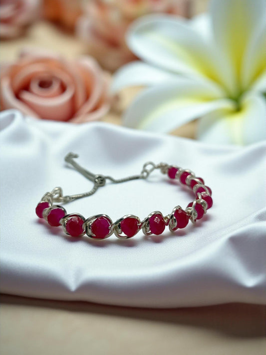 Deep Pink Crystal Wire Wrapped Bracelet