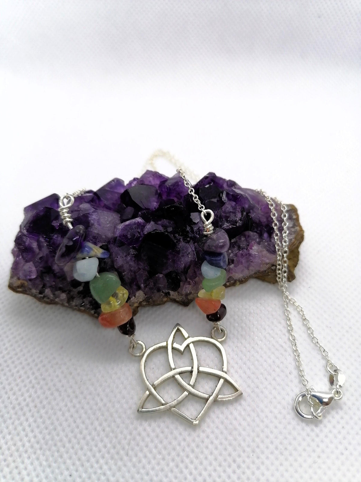 Silver geometric Chakra Necklace Silver