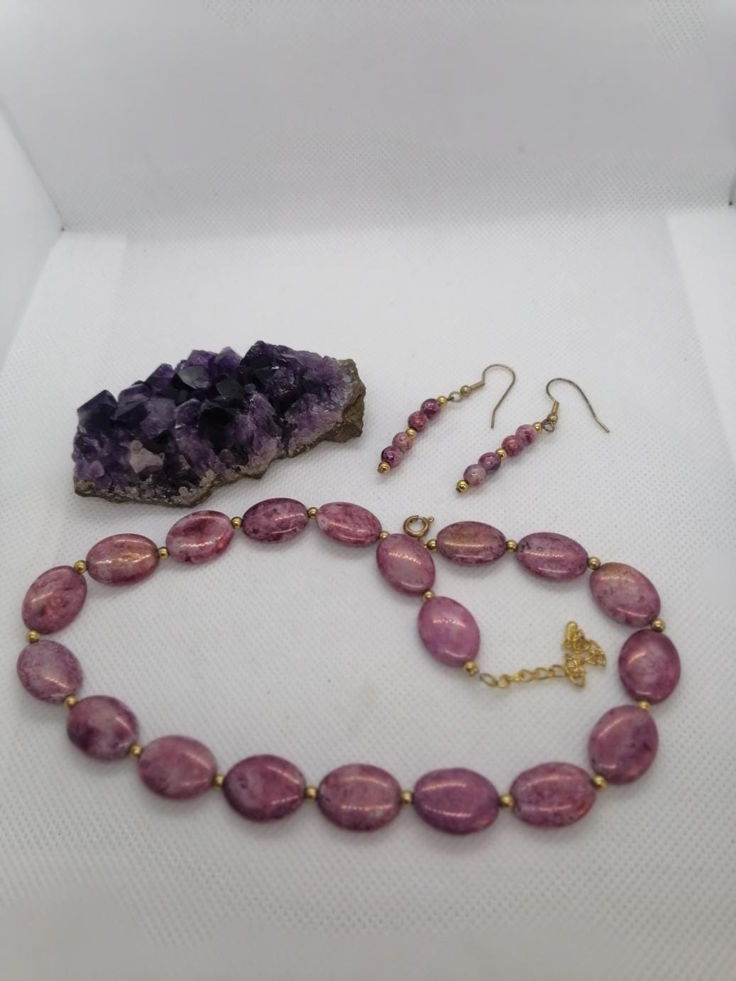 Pink Bead Necklace & Earrings –  Jewellery Gift Set