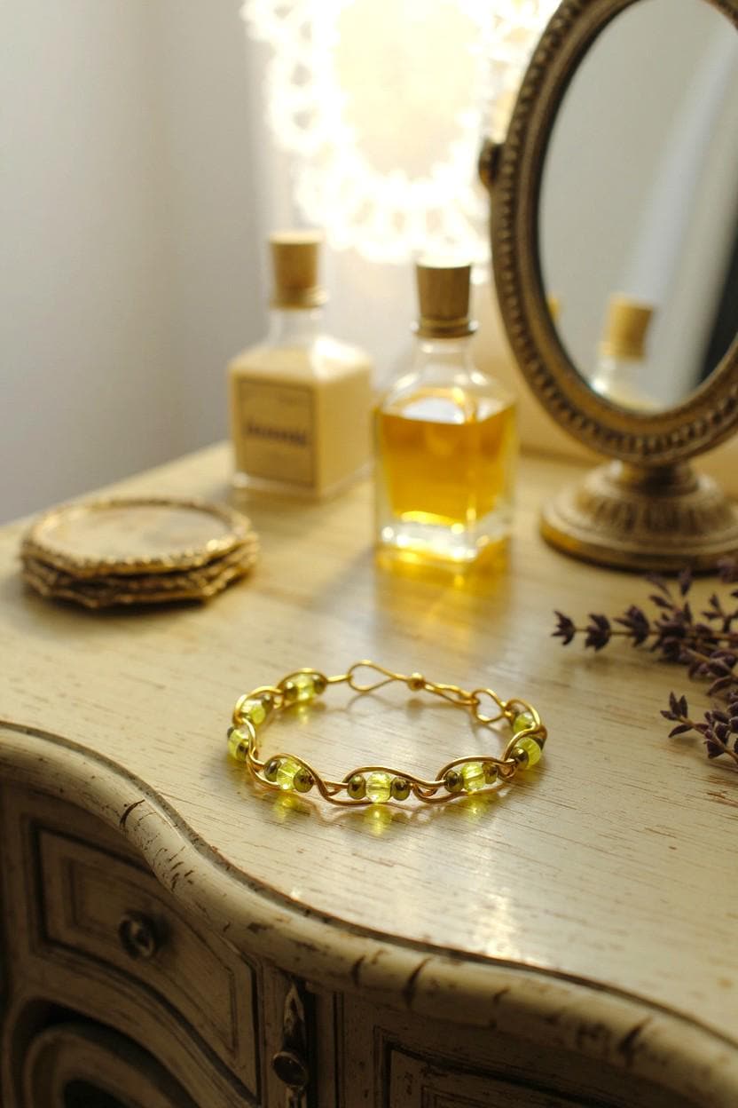 Gold Wire wrapped beaded bangle