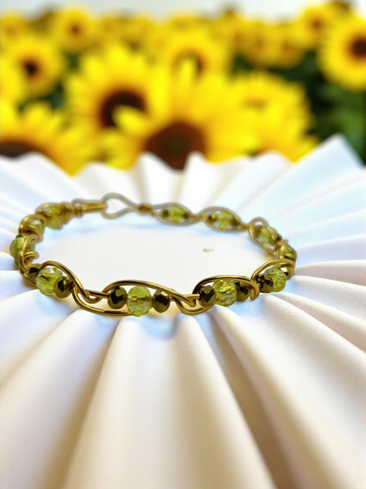 Gold Wire wrapped beaded bangle