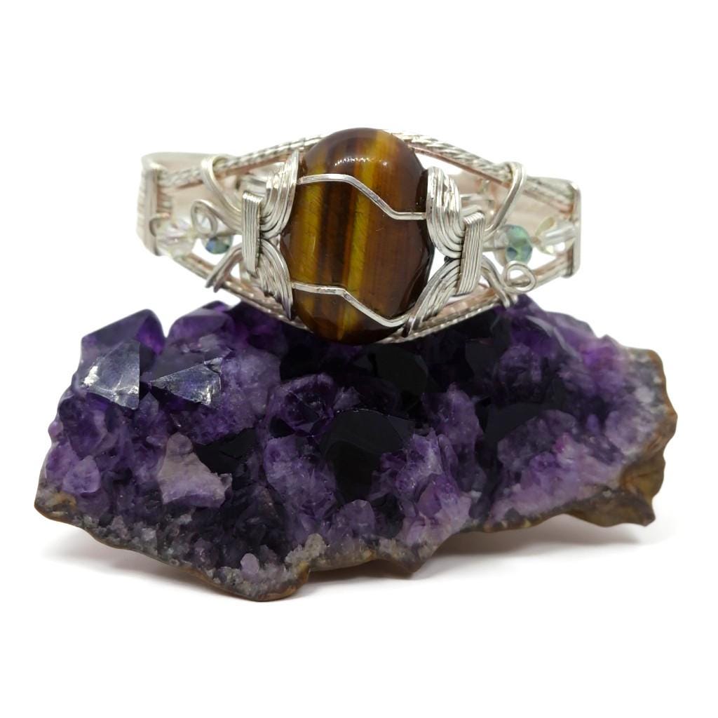 Tiger Eye Stone Bangle – Handmade Wire Wrapped Jewellery