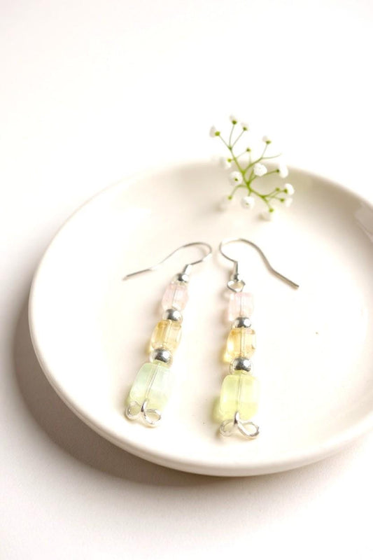 Cube Crystal Dangle Earrings | Handmade Elegant Jewellery